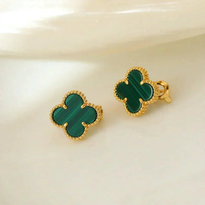 [Sophire Jewelry ]CLOVER MEDIUM 1 MOTIFS MALACHITE  EARRINGS