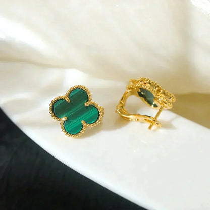 [Sophire Jewelry ]CLOVER MEDIUM 1 MOTIFS MALACHITE  EARRINGS