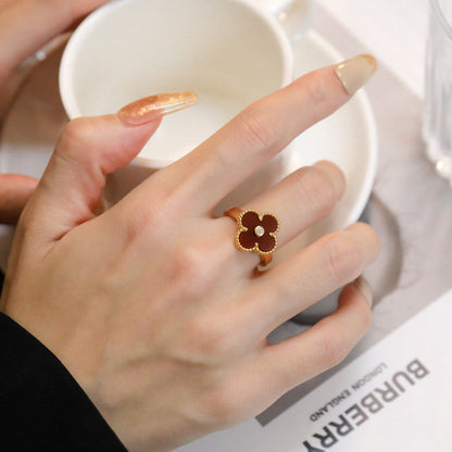 [Sophire Jewelry ]CLOVER CARNELIAN RING ROSE GOLD DIAMOND