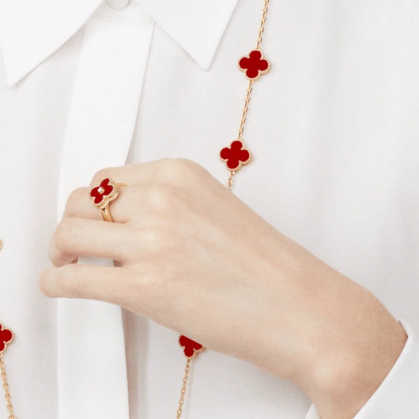 [Sophire Jewelry ]CLOVER CARNELIAN RING ROSE GOLD DIAMOND