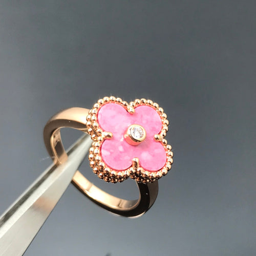 [Sophire Jewelry ]CLOVER RHODONITE ROSE GOLD RING