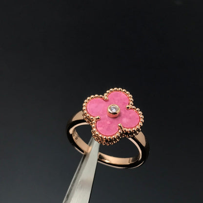 [Sophire Jewelry ]CLOVER RHODONITE ROSE GOLD RING