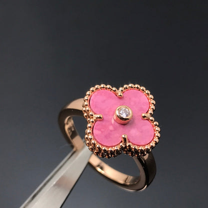 [Sophire Jewelry ]CLOVER RHODONITE ROSE GOLD RING