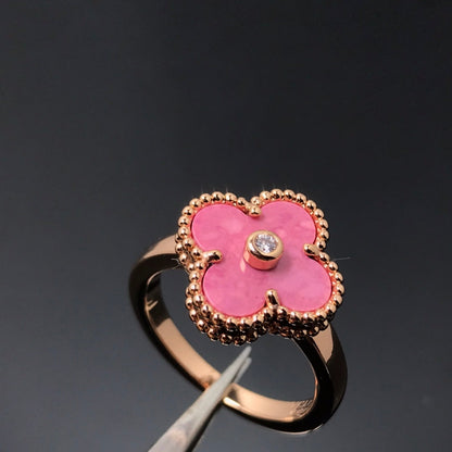 [Sophire Jewelry ]CLOVER RHODONITE ROSE GOLD RING