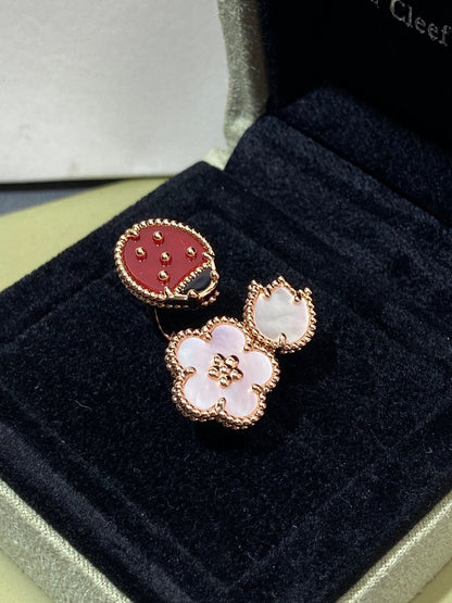 [Sophire Jewelry ]LUCKY 3 MOTIF ROSE GOLD RING