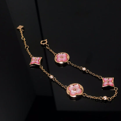 [Sophire Jewelry ]STAR AND SUN 4 MOTIF PINK MOP PINK GOLD BRACELET