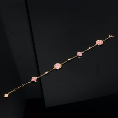 [Sophire Jewelry ]STAR AND SUN 4 MOTIF PINK MOP PINK GOLD BRACELET