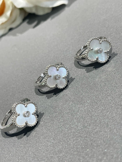 [Sophire Jewelry ]CLOVER SILVER MOP DIAMOND RING