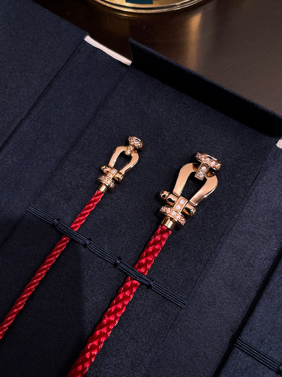 [Sophire Jewelry ]FORCE 10 HALF DIAMOND PINK GOLD RED CORDERI LARGE AND MEDIUM MODEL