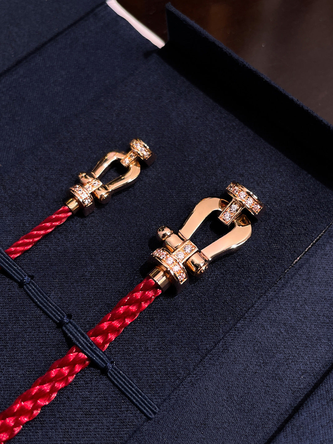 [Sophire Jewelry ]FORCE 10 HALF DIAMOND PINK GOLD RED CORDERI LARGE AND MEDIUM MODEL