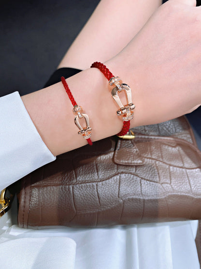 [Sophire Jewelry ]FORCE 10 HALF DIAMOND PINK GOLD RED CORDERI LARGE AND MEDIUM MODEL