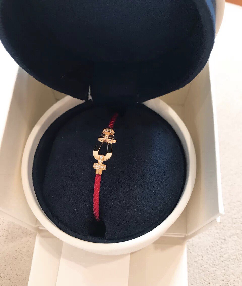 [Sophire Jewelry ]FORCE 10 HALF DIAMOND PINK GOLD RED CORDERI LARGE AND MEDIUM MODEL