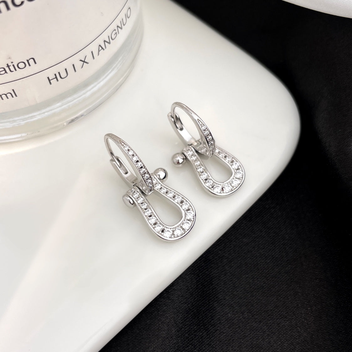 [Sophire Jewelry ]FORCE 10 FULL DIAMOND DROP EARRINGS MEDIUM MODEL