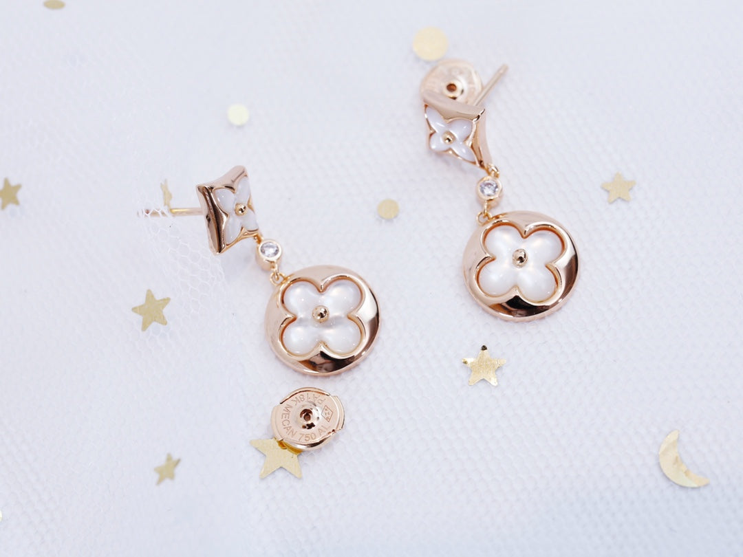[Sophire Jewelry ]STAR AND SUN PINK GOLD MOP DROP EARRINGS