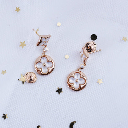 [Sophire Jewelry ]STAR AND SUN PINK GOLD MOP DROP EARRINGS