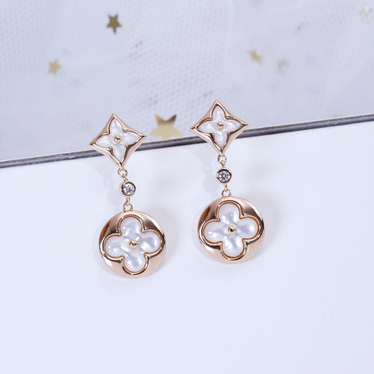 [Sophire]STAR AND SUN ROSE GOLD MOP DROP EARRINGS