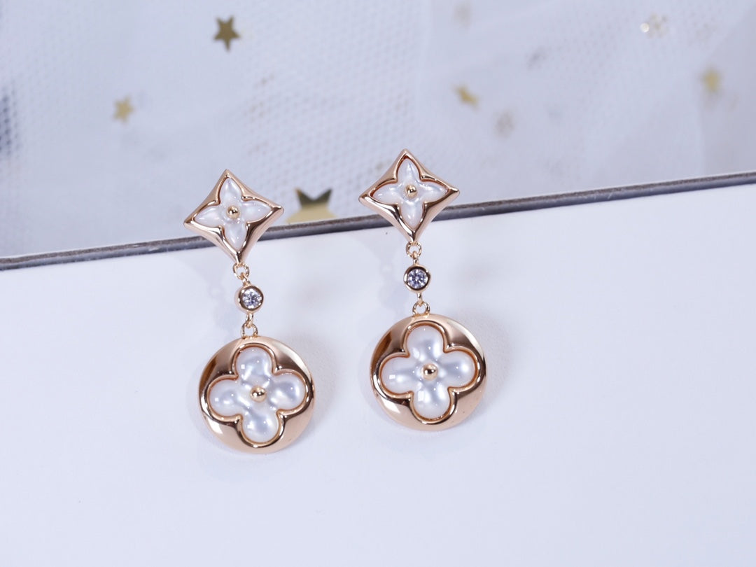 [Sophire Jewelry ]STAR AND SUN PINK GOLD MOP DROP EARRINGS