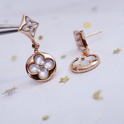 [Sophire Jewelry ]STAR AND SUN PINK GOLD MOP DROP EARRINGS