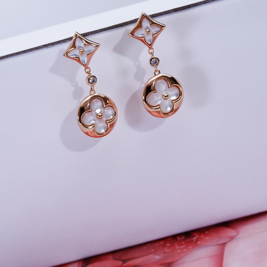 [Sophire Jewelry ]STAR AND SUN PINK GOLD MOP DROP EARRINGS