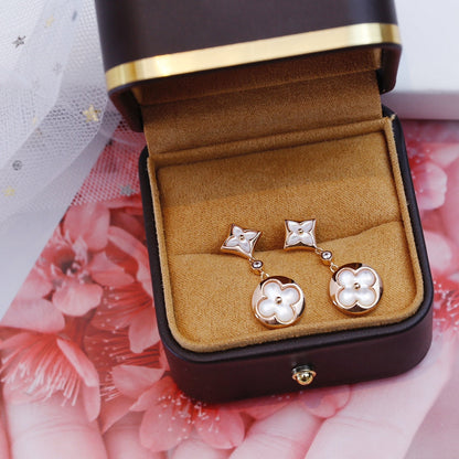 [Sophire Jewelry ]STAR AND SUN PINK GOLD MOP DROP EARRINGS