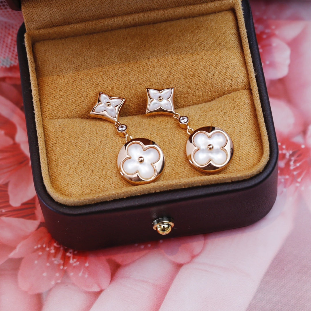 [Sophire Jewelry ]STAR AND SUN PINK GOLD MOP DROP EARRINGS