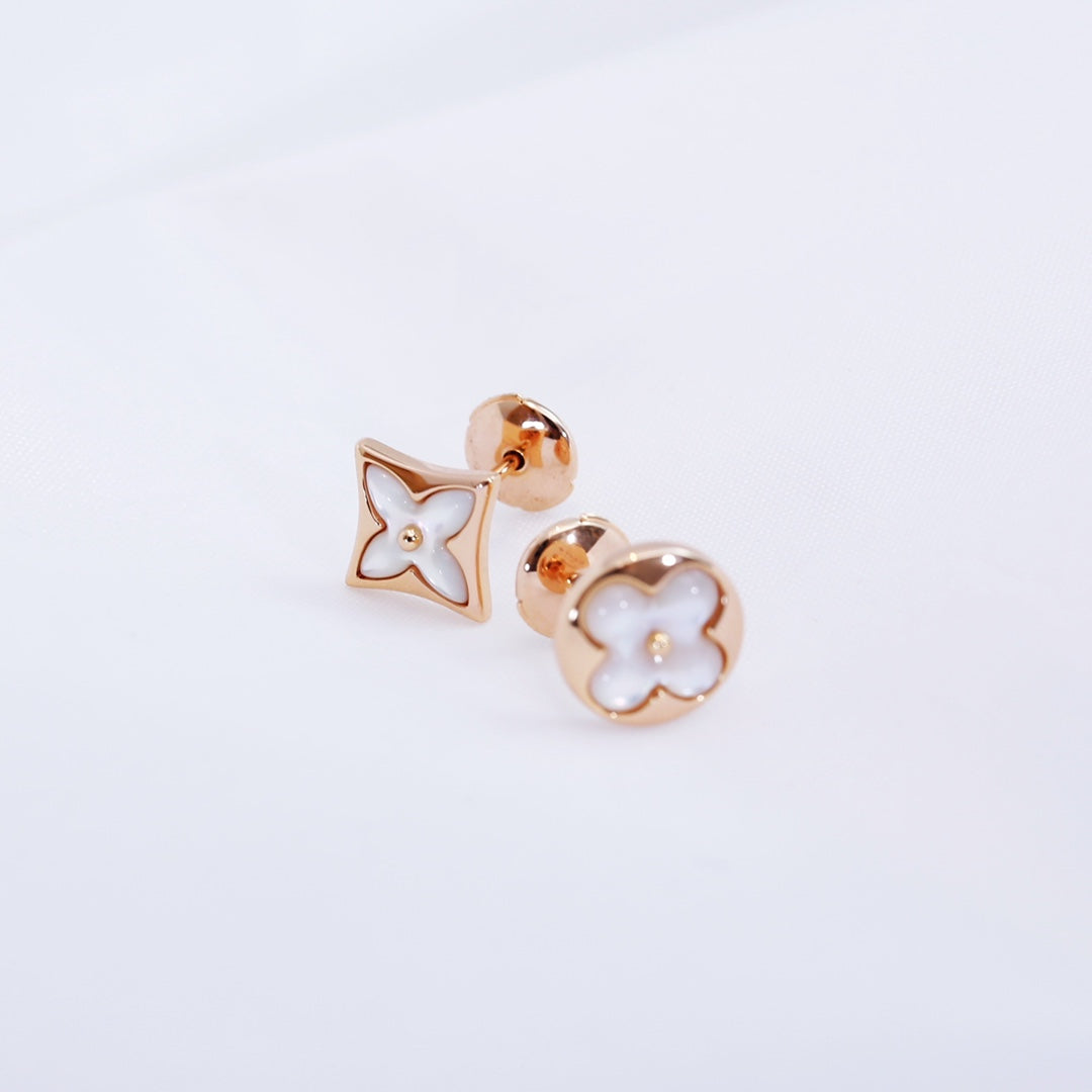 [Sophire Jewelry ]STAR AND SUN PINK GOLD MOP STUD EARRINGS
