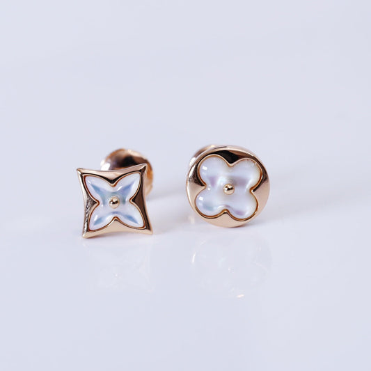 [Sophire]STAR AND SUN ROSE GOLD MOP STUD EARRINGS