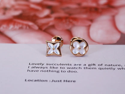 [Sophire Jewelry ]STAR AND SUN PINK GOLD MOP STUD EARRINGS