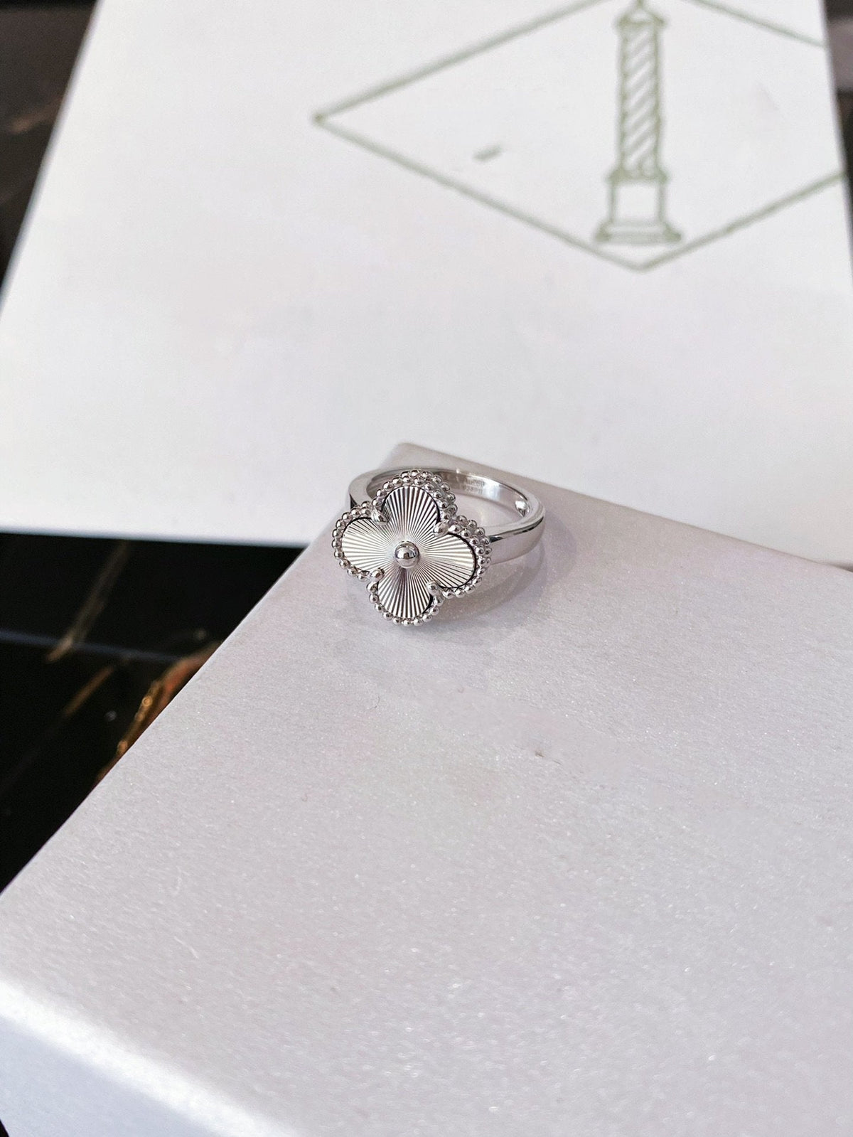 [Sophire Jewelry ]CLOVER SILVER RING