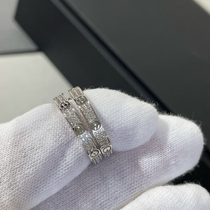 [Sophire Jewelry ]LOVE DIAMOND SILVER HOOP EARRINGS
