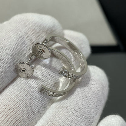 [Sophire Jewelry ]LOVE DIAMOND SILVER HOOP EARRINGS