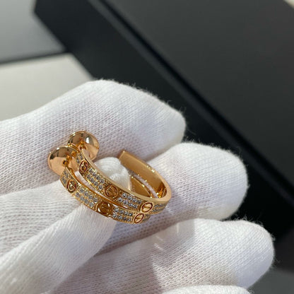 [Sophire Jewelry ]LOVE DIAMOND PINK GOLD HOOP EARRINGS