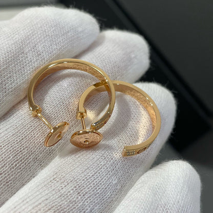 [Sophire Jewelry ]LOVE DIAMOND PINK GOLD HOOP EARRINGS
