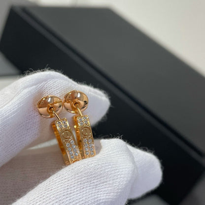 [Sophire Jewelry ]LOVE DIAMOND PINK GOLD HOOP EARRINGS