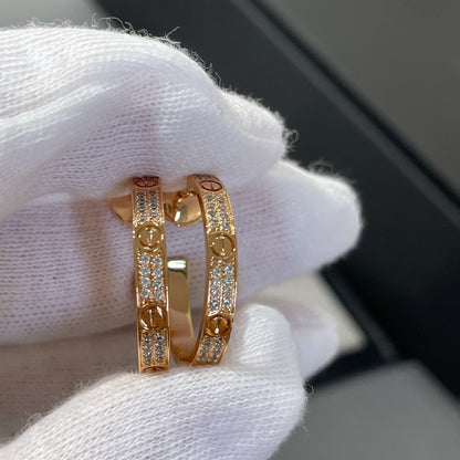 [Sophire Jewelry ]LOVE DIAMOND PINK GOLD HOOP EARRINGS