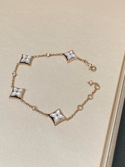 [Sophire Jewelry ]STAR 4 MOTIF MOP DIAMOND PINK GOLD BRACELET