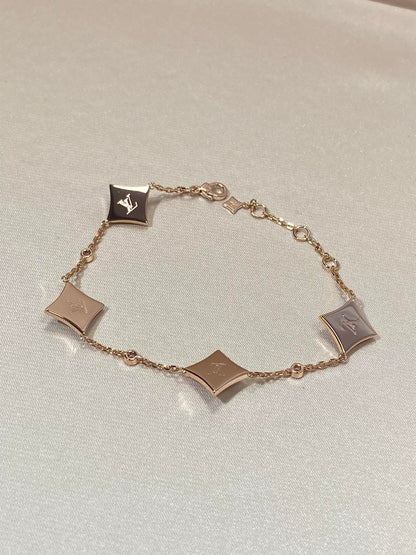 [Sophire Jewelry ]STAR 4 MOTIF MOP DIAMOND PINK GOLD BRACELET