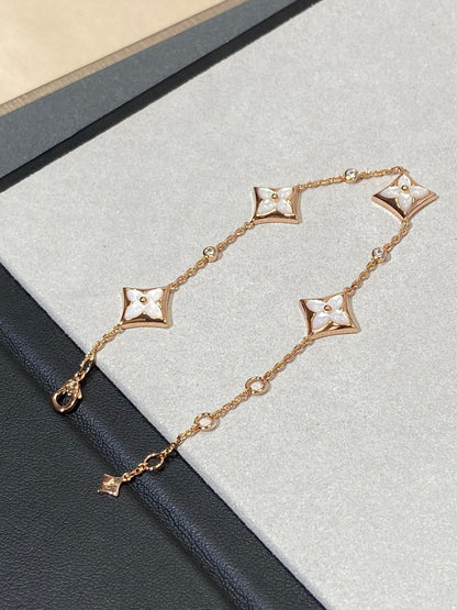 [Sophire Jewelry ]STAR 4 MOTIF MOP DIAMOND PINK GOLD BRACELET