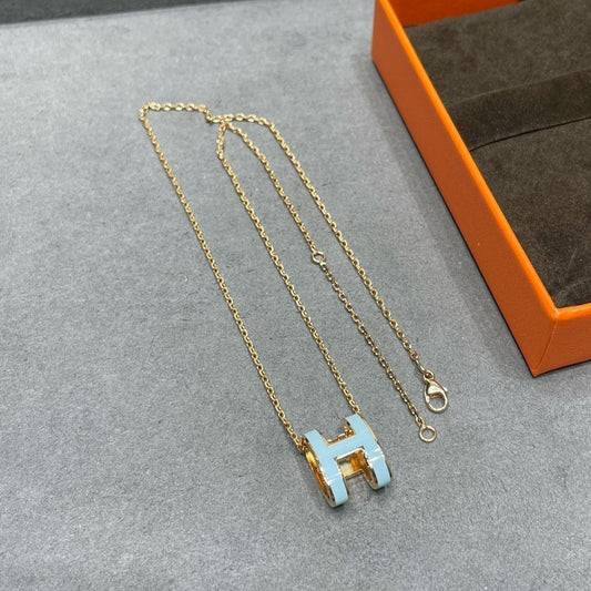 [Sophire]POP H SKY BLUE NECKLACE