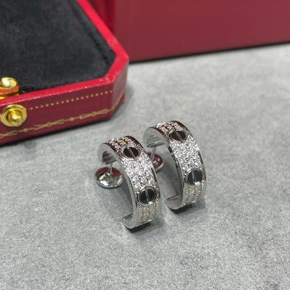 [Sophire Jewelry ]LOVE CERAMIC DIAMOND PAVED SILVER EARRINGS