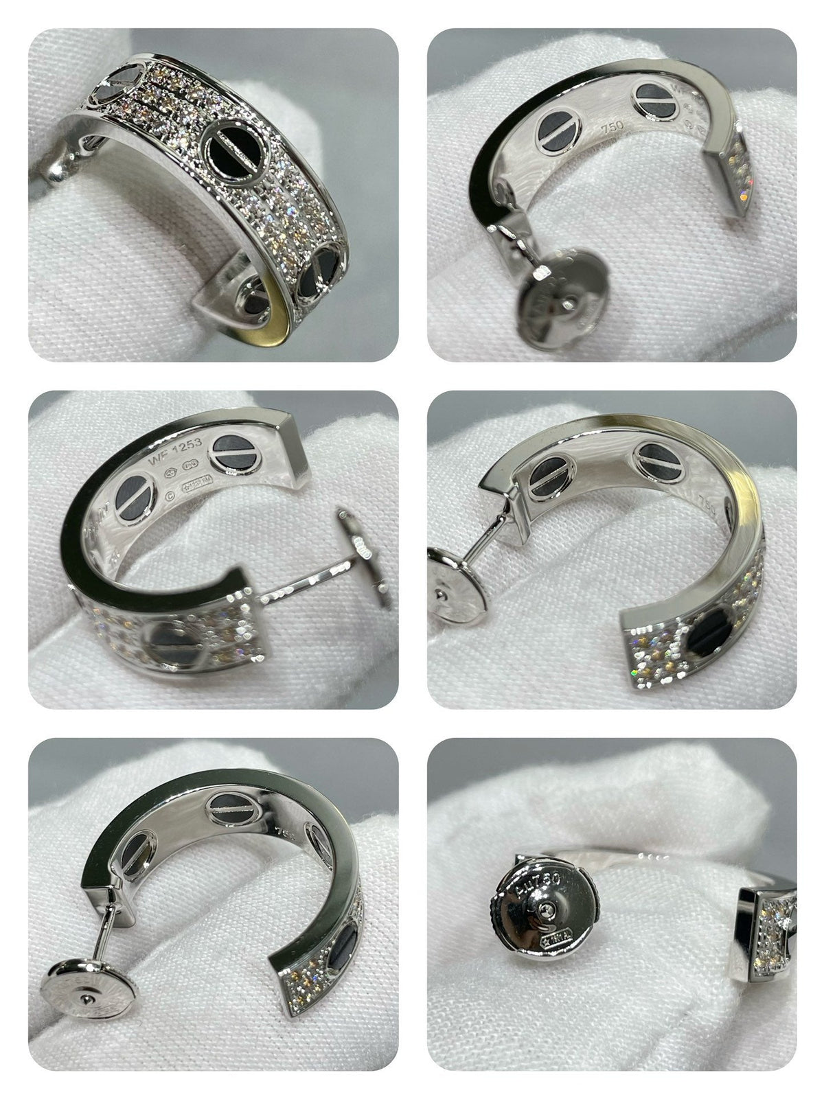 [Sophire Jewelry ]LOVE CERAMIC DIAMOND PAVED SILVER EARRINGS