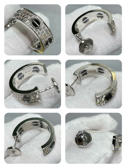 [Sophire Jewelry ]LOVE CERAMIC DIAMOND PAVED SILVER EARRINGS