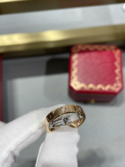 [Sophire Jewelry ]LOVE PINK GOLD SILVER DIAMOND DOUBLE RING