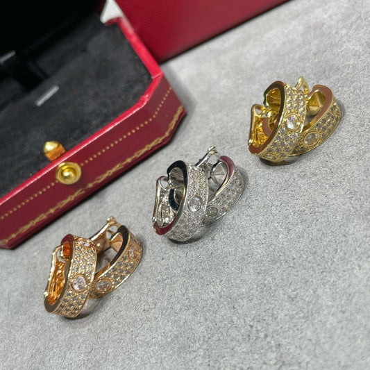 [Sophire Jewelry ]LOVE 5.5MM DIAMOND PAVED EARRINGS