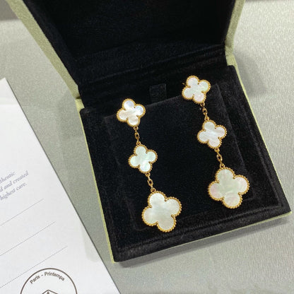 [Sophire Jewelry ]CLOVER MOP 3 MOTIFS GOLD EARRINGS