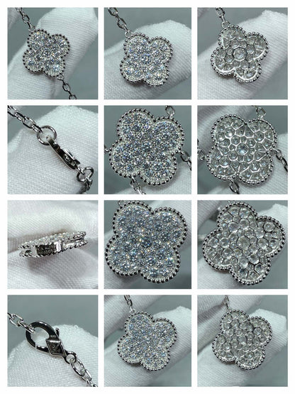 [Sophire Jewelry ]CLOVER 6 MOTIF DIAMOND PAVED NECKLACE