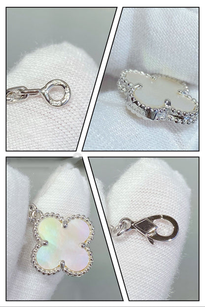 [Sophire Jewelry ]CLOVER 5 MOTIF WHITE MOP SILVER BRACELET