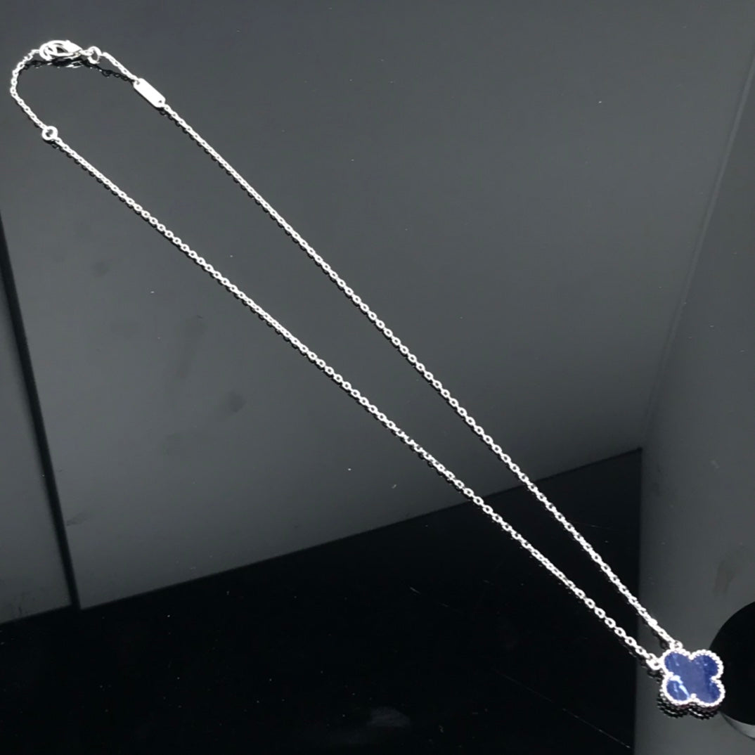 [Sophire Jewelry ]CLOVER PIETERSITE SILVER LONG NECKLACE