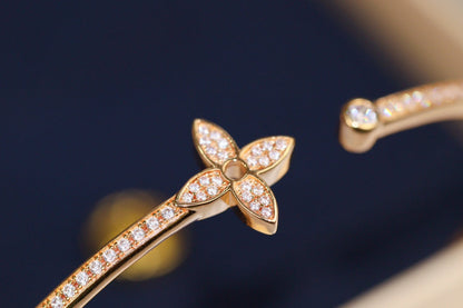 [Sophire Jewelry ]IDYLLE PINK GOLD OPEN BRACELET DIAMOND PAVED