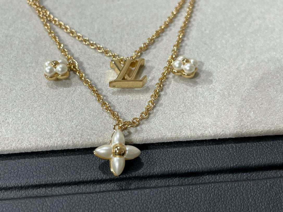 [Sophire Jewelry ]FLOWERGRAM GOLD MOP DOUBLE ROW NECKLACE